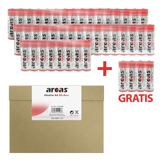 Arcas Alkaline LR06 Mignon AA 1,5V Sparpack 32+4free