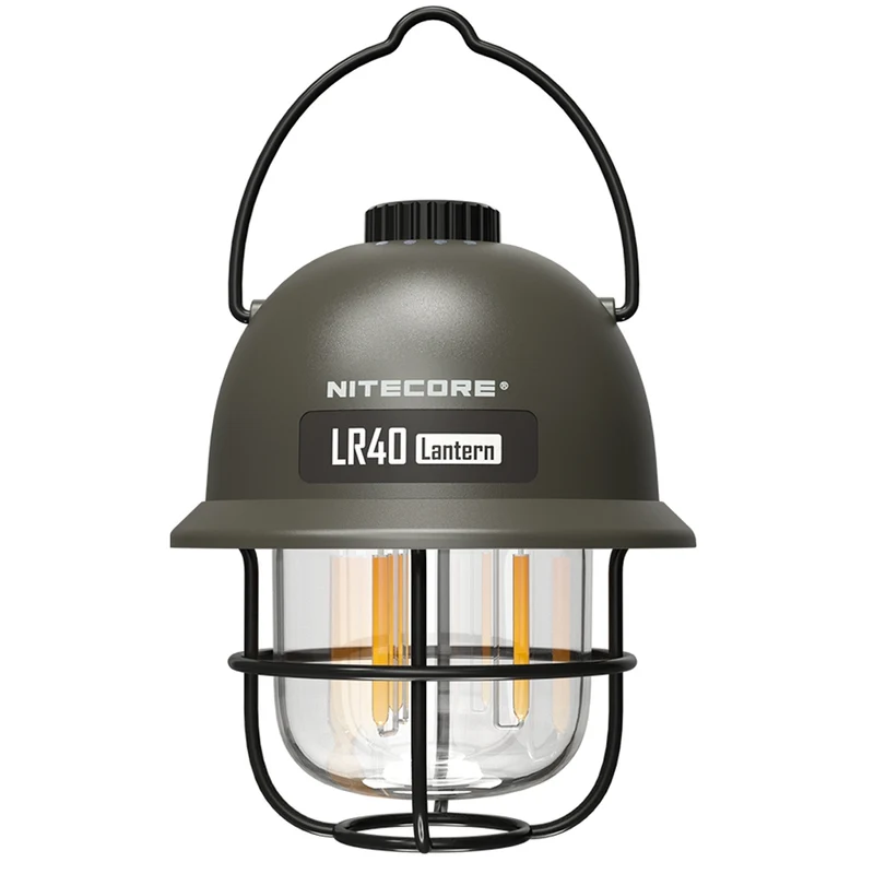 2 Stück Nitecore LR40 Campingleuchte inklusive Akku, 1x Gehäusefarbe weiss, 1x oliv
