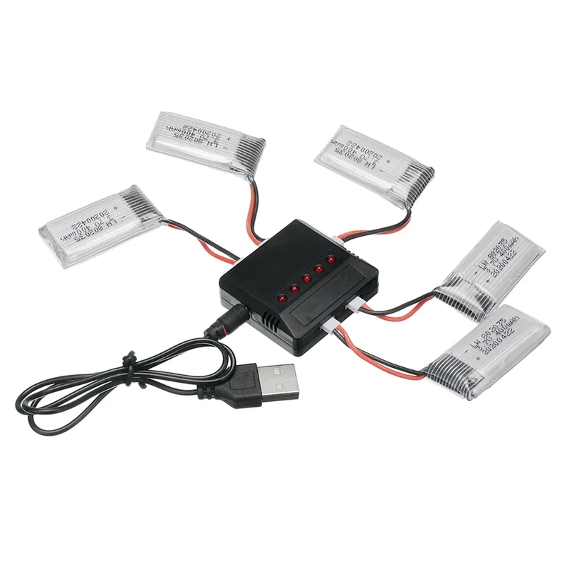 5 Stück 3,7 V 400mAh Lipo Batterie Für H107 H31 KY101 E33C E33 U816A V252 H6C RC Drone Ersatzteile 802035 Batterie Ladegerät Set