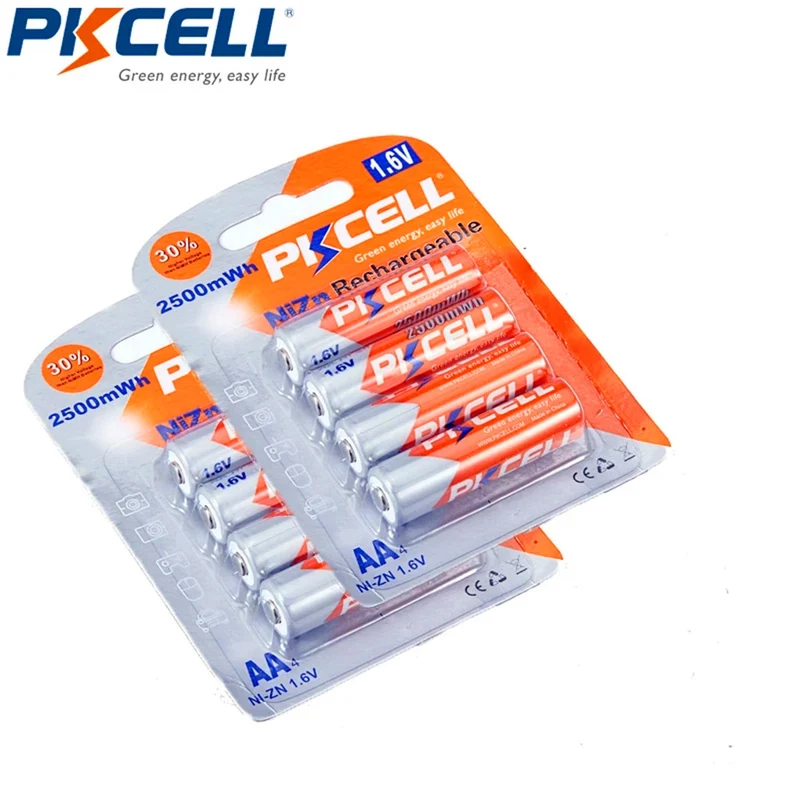 50PCS 1,6 v AA NI ZN batterie akkus 2500mWh 2A batterie aa wiederaufladbare Für Kamera