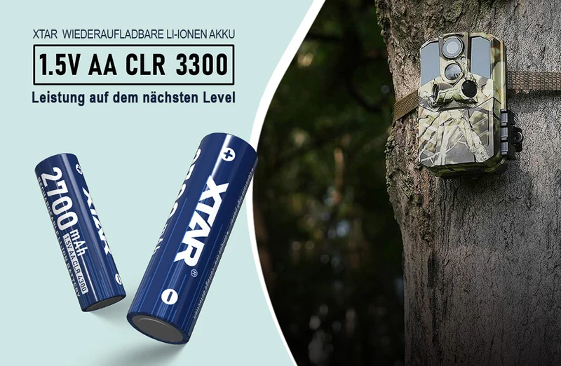 XTAR 1,5V AA CLR 3300 Li-Ion Akku | 2000 mAh Konstante Spannung & Akkuwechselanzeige