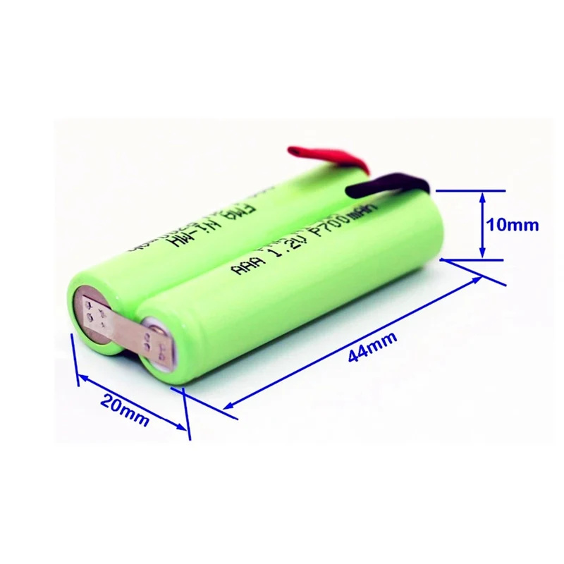 2,4 V 700 mAh Ni-mh batterie für YS534/17 Wasser pik WP-900 Remington Barba Trimmer Rasierer 10x20x44mm