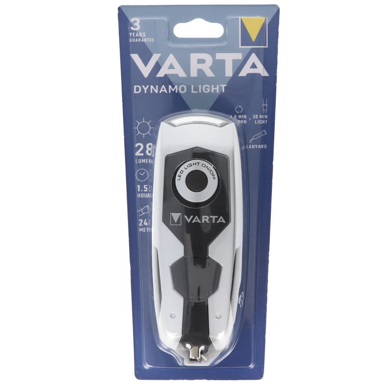 Varta LED Taschenlampe Power Line, Dynamo Light 28 Lumen, dynamobetrieben inklusive Li-Ionen Akku