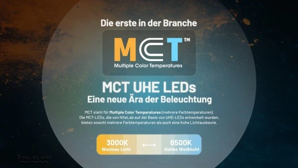 Nitecore NU27 Stirnlampe weiß mit mehreren Farbtemperaturen, MCT UHE LEDs, ultraleicht, 600 Lumen, dreidimensionales Flächen-Licht