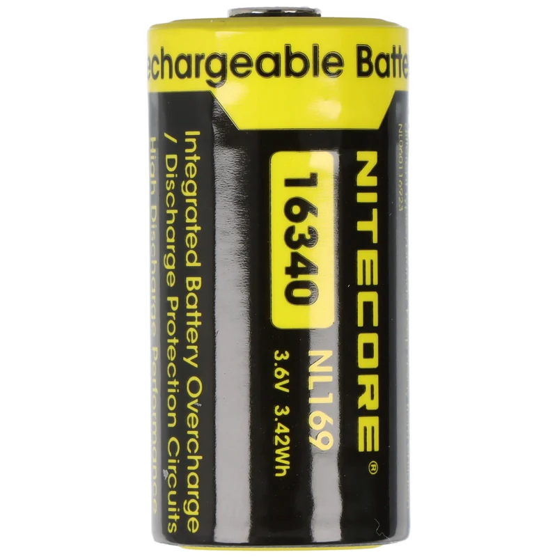 Nitecore NL169 Akku 16340 NC-NL169 Li-Ion Akku 3,7 Volt 950mAh mit Schutzschaltung, max. 2A Entladestrom