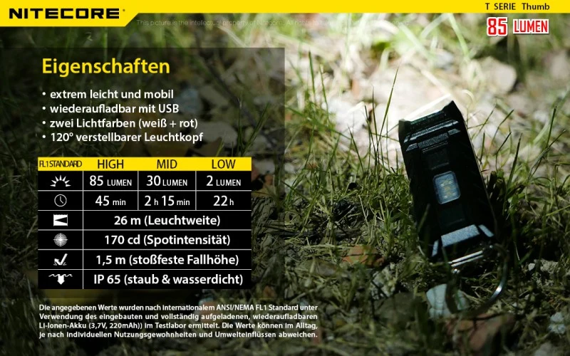 Nitecore Thumb schlüsselanhängerlampe Hochleistungs-LED
