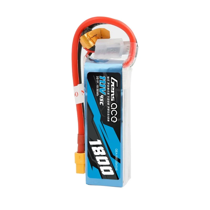 Gens Ace 1800mAh 11.1V 45C 3S1P Lipo Akkupack mit XT60 Stecker