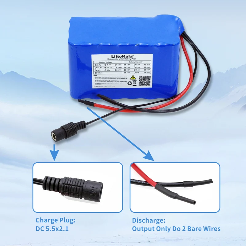 18650 Akku 24V 25.2V 6Ah 6S3P 6000mAh Elektrofahrrad Moped Elektro Li Ionen Akku mit BMS Schutz