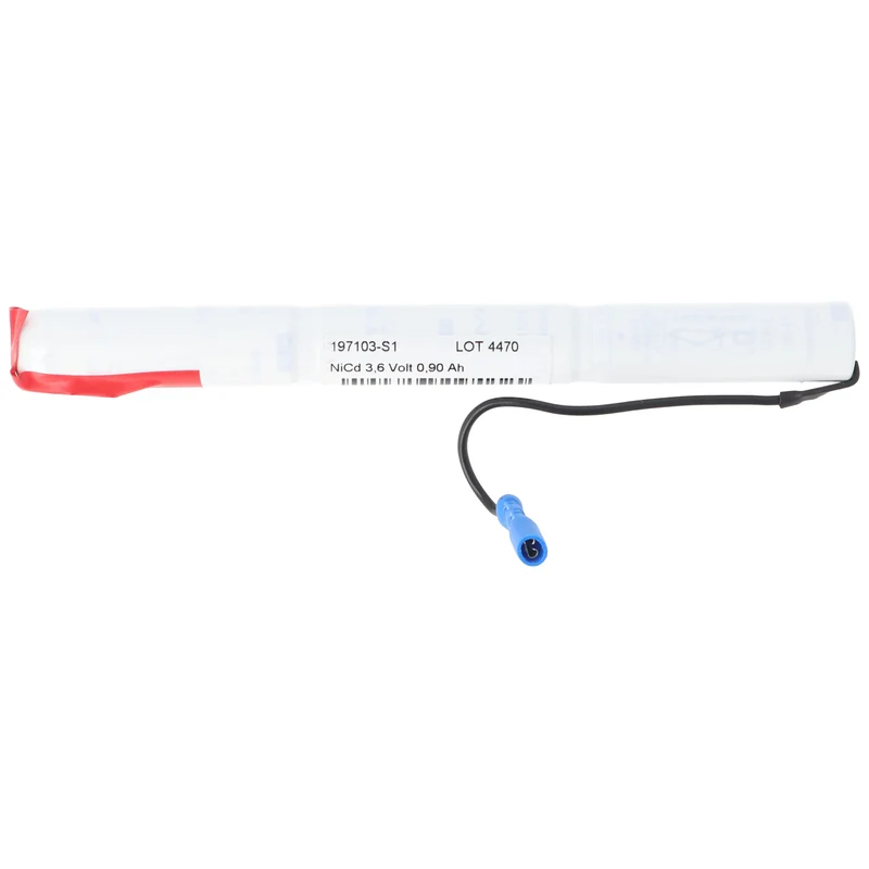 AccuCell Notleuchtenakku NiCd 3,6V 860mAh L1x3 Mignon AA mit Fastonstecker 2,8mm +Pol und 110mm Kabel und Faston-Buchse 2,8mm -Pol ersetzt Onelux AA09