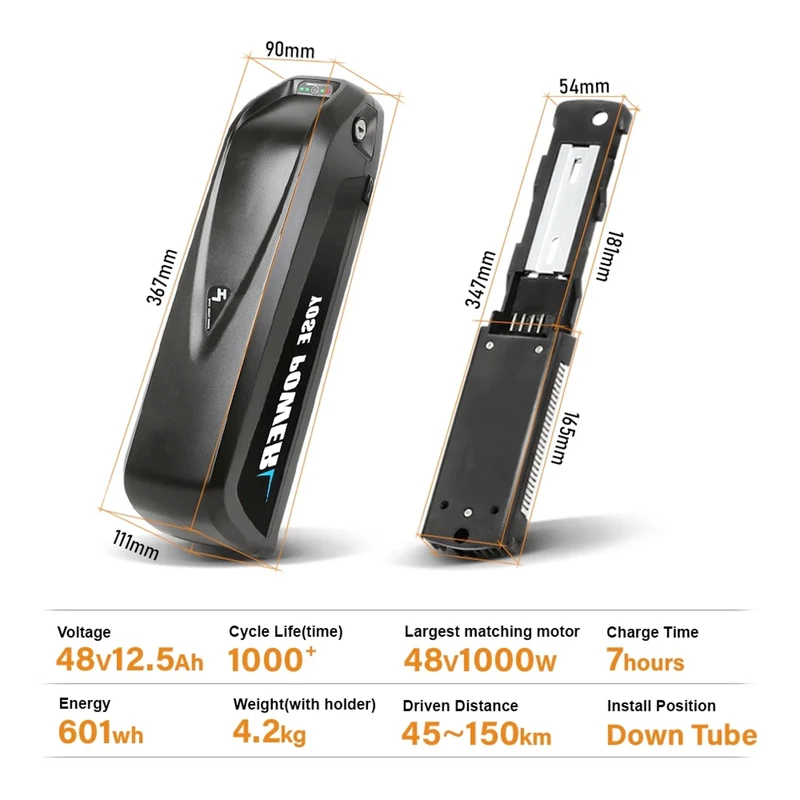 Elektrische Bike 48V 12,5 Ah Hailong Ebike Batterie 18650 Lithium-E bike Batterie mit USB für Elektrische fahrrad 48V Batterie Pack