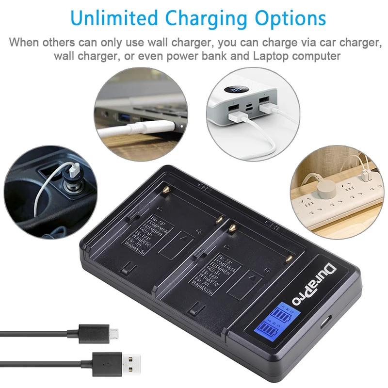 2PC 5200mAH Li-Ion Kamera Akku With LCD USB Dual Ladegerät für NP F970 f960 F550 F570 QM91D CCD-RV100 TRU47E