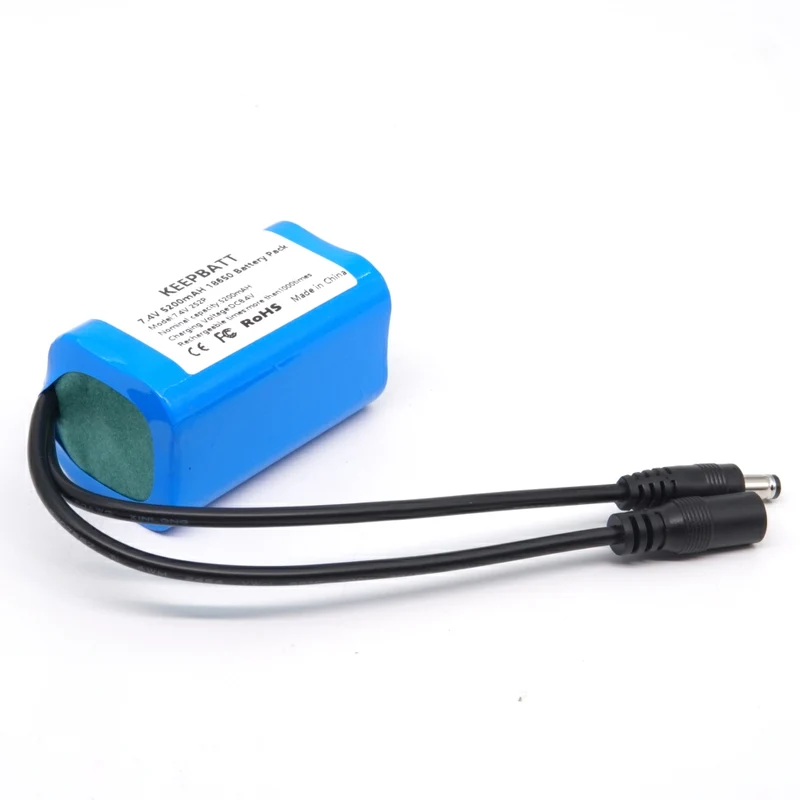 2S2P 7.4V 5200mAh 18650 Protect Li-ion Akku für Fahrradbeleuchtung Stirnlampe Spezialakkupack DC und Ladegerät