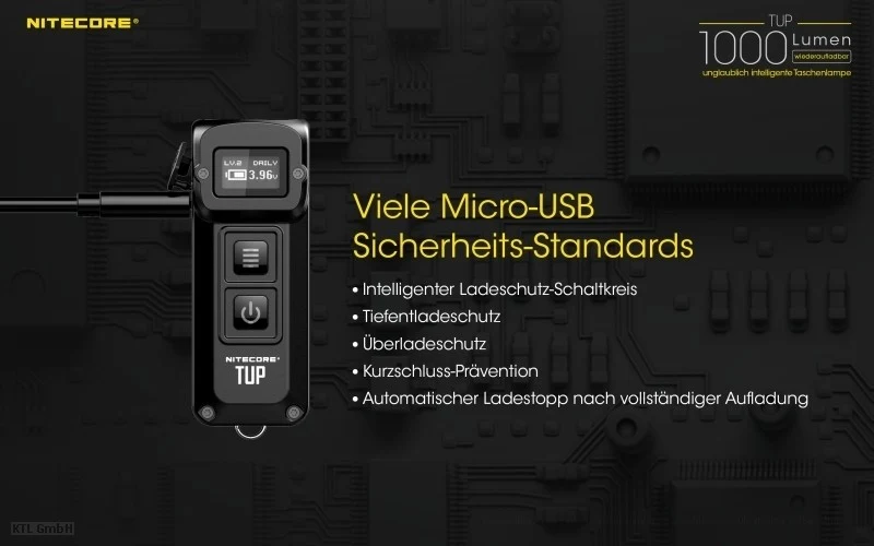 Nitecore TUP schlüsselanhängerleuchte CREE XP-L HD V6 LED - 1000 Lumen 2 Farben wählbar