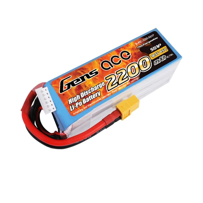 Gens Ace 2200mAh 18,5V 45C 5S1P Lipo Akkupack mit XT60 Stecker