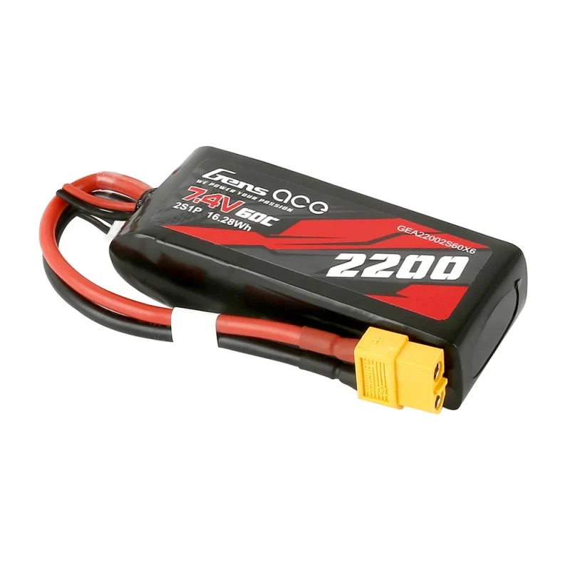 Gens Ace 2200mAh 7,4V 60C 2S1P Lipo Akku mit XT60 Stecker