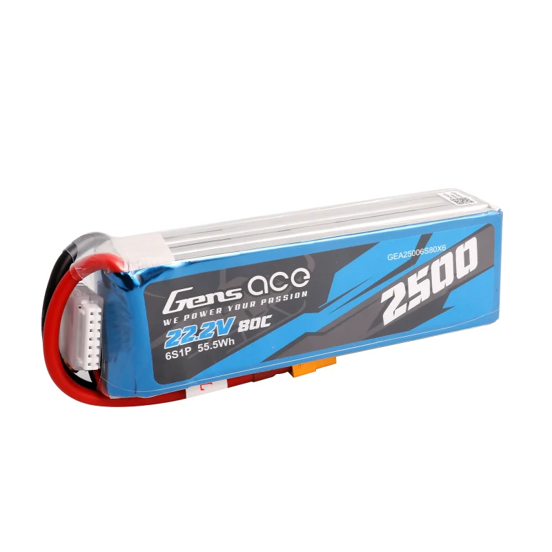 Gens Ace 2500mAh 22,2V 80C 6S1P Lipo Akkupack mit XT60 Stecker