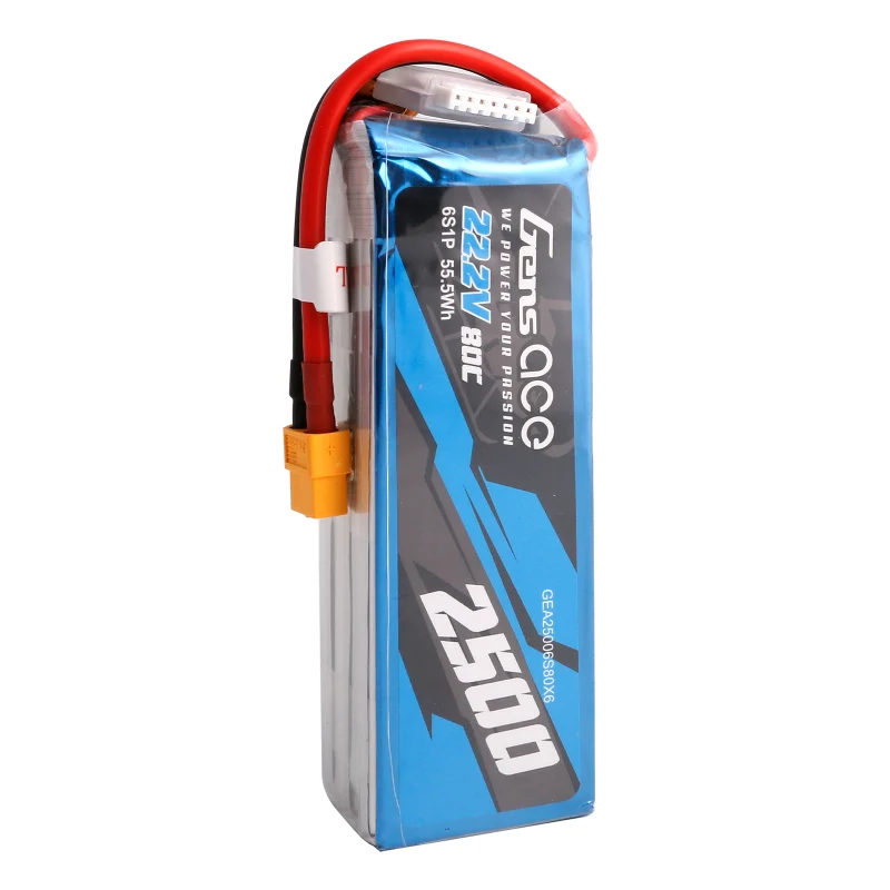 Gens Ace 2500mAh 22,2V 80C 6S1P Lipo Akkupack mit XT60 Stecker