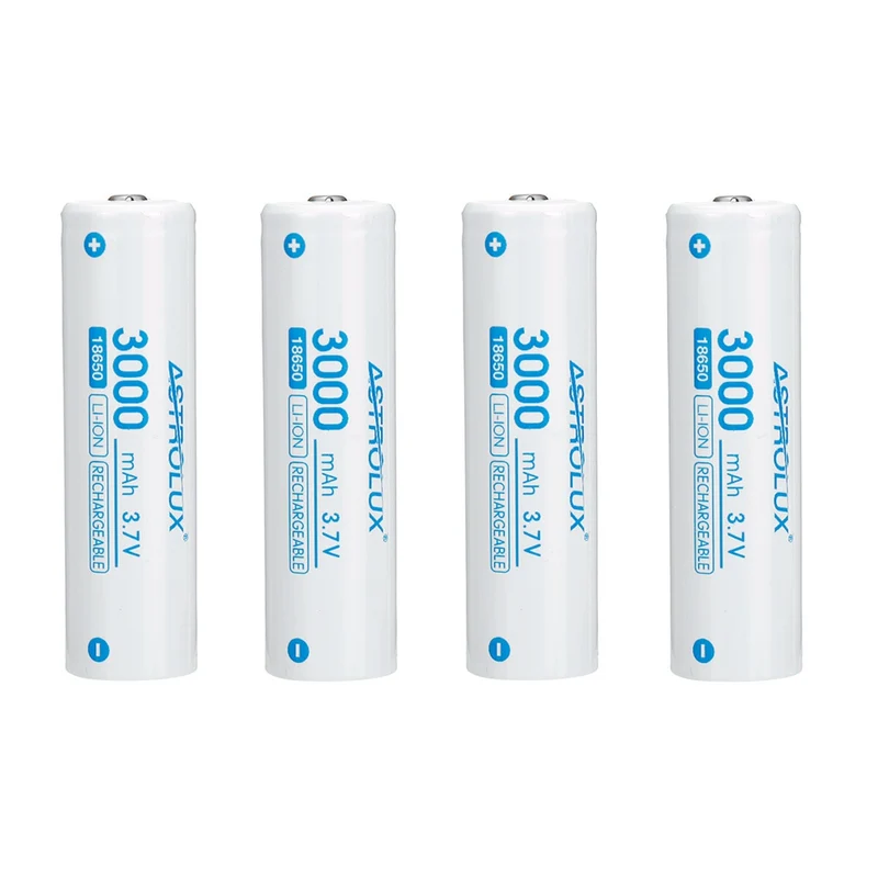 4 x 3000 mAh 3,7 V 18650 Ungeschütztes Li-Ion Batterie Wiederaufladbare Lithium-Stromzelle 9,6 A Hochleistung