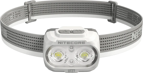 Nitecore UT27 2024 Titan White LED-Stirnlampe, Dual Power, max. 800 Lumen, ultraleicht, weißes Gehäuse und Stirnband