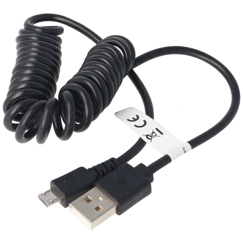 AccuCell micro-USB Spiral-Anschlusskabel USB-A Stecker auf micro-USB Stecker