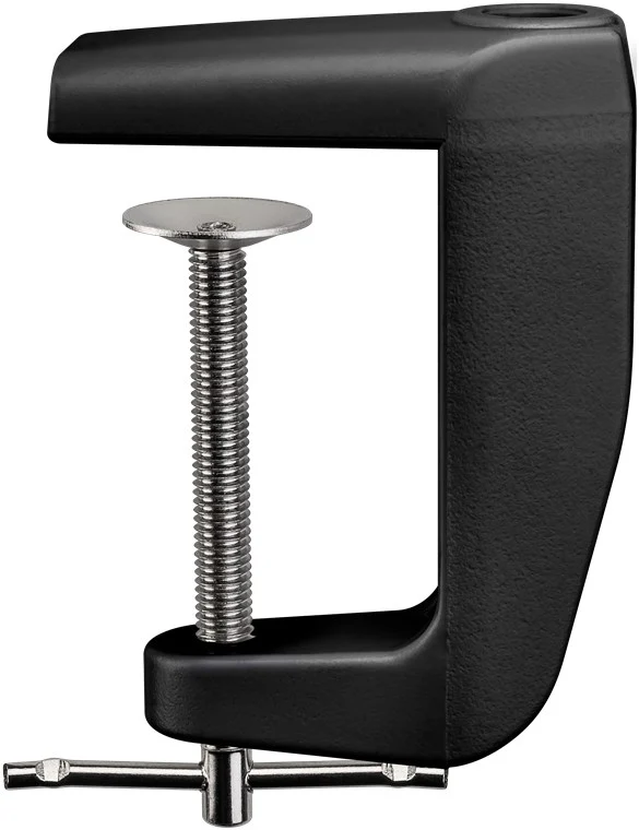 Goobay Ersatztischklemme für Lupenleuchten mit Gelenkarm, schwarz - für Tischplattenstärken 0 mm - 60 mm, massives Metall, pulverbeschichtet