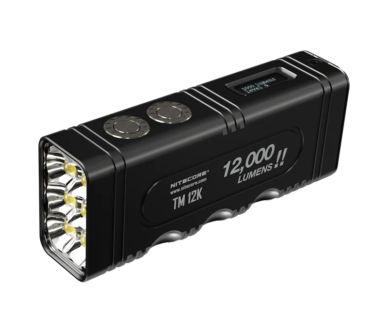 Nitecore TM12K LED-Taschenlampe mit 12000 Lumen, ergonomisches Gehäuse, OLED-Display, eingebauter 21700 4800mAh Li-Ion Akku