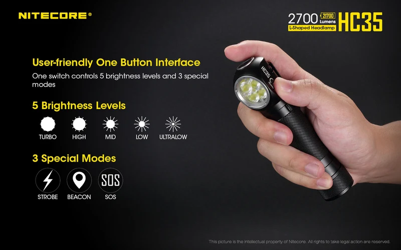 Nitecore HC35 LED-Taschenlampe mit max. 2700 Lumen inklusive NL2740HP Akku Li-Ion