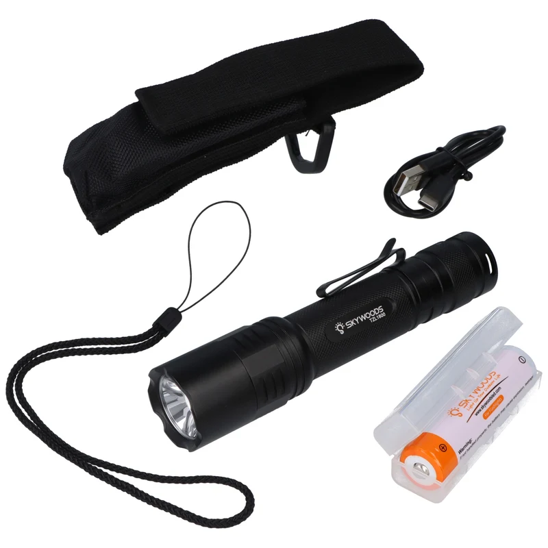 Skywoods Taktische Lampe TZL1800 – 1.800 Lumen, 18650 Akku, USB-C