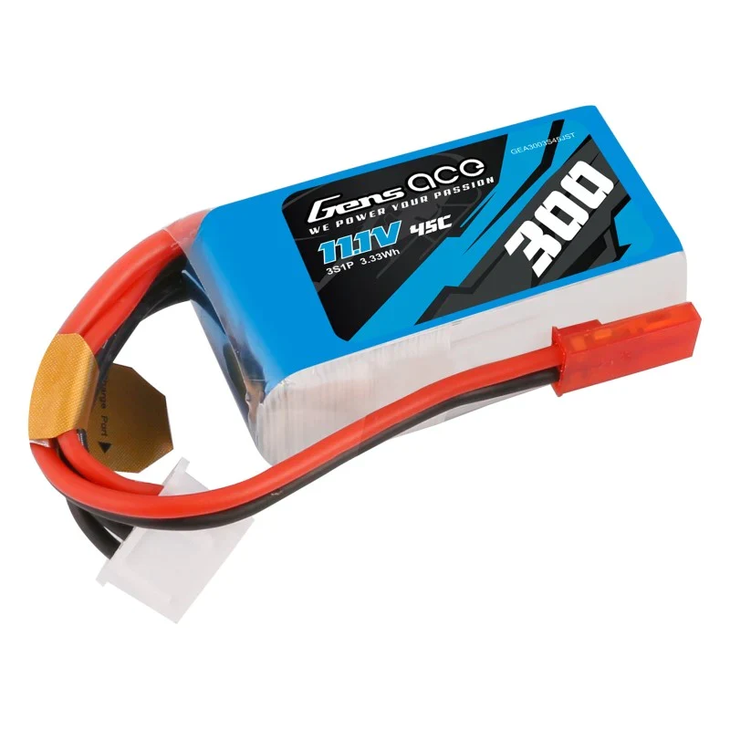 Gens Ace 300mAh 11,1V 45C 3S1P Lipo Akkupack mit JST-SYP Stecker