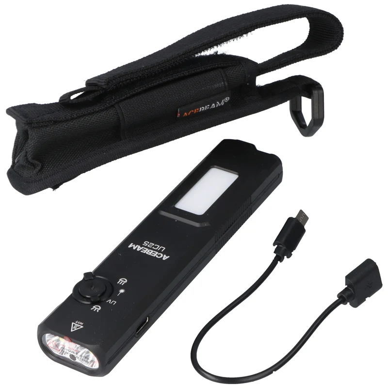 AceBeam UC25 mit 3.100 Lm Kalt.- Warmweißem / UV Licht und grünem Laser, Schwarz