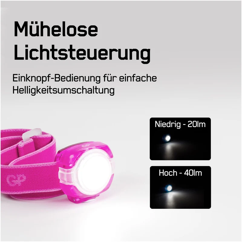GP Batteries Stirnlampe CH31 40lumen inkl. 2x CR2025 Lithium Knopfzellen Lila