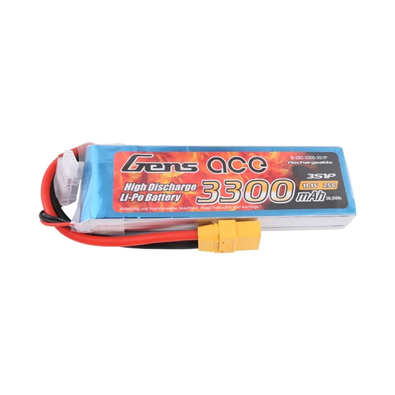 Gens Ace 3300mAh 11.1V 25C 3S1P Lipo Akkupack mit XT90 Stecker