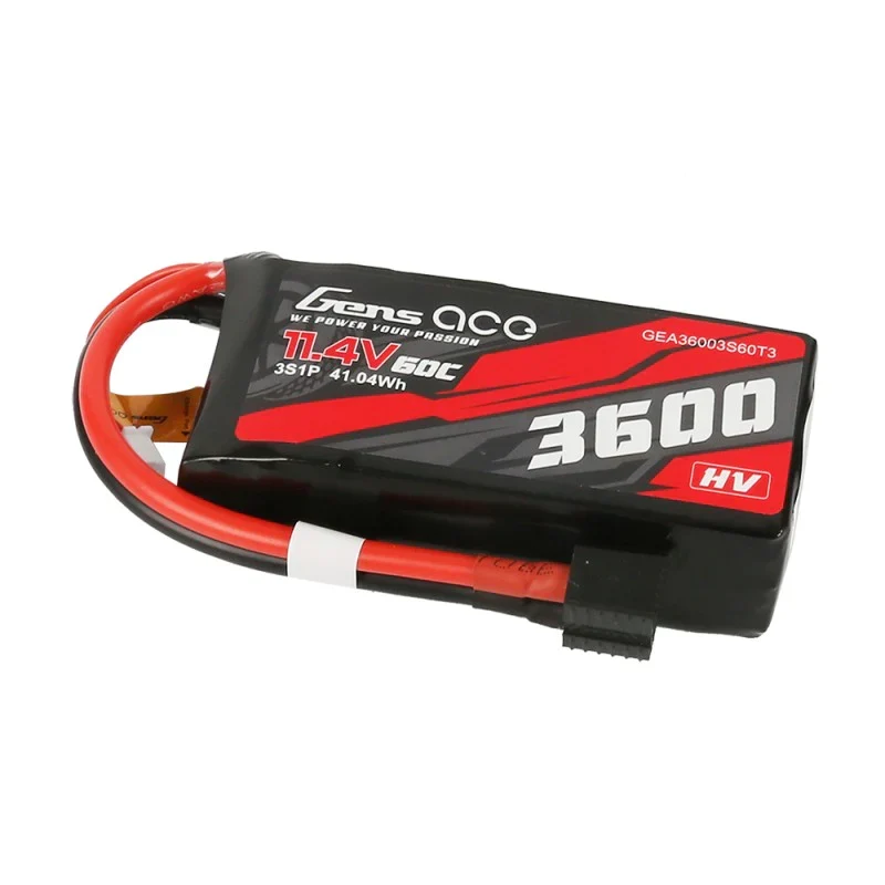 Gens Ace 3600mAh HV 11,4V 3S1P 60C Hochspannungs-Lipo-Akkupack mit XT60/T-Stecker