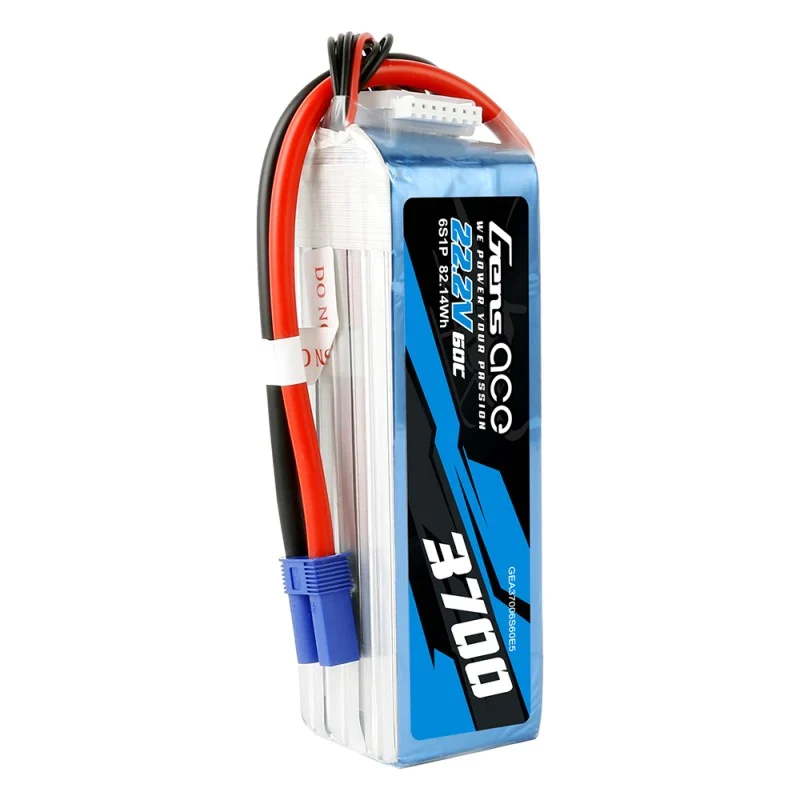 Gens Ace 3700mAh 22,2V 60C 6S1P Lipo Akkupack mit EC5 Stecker