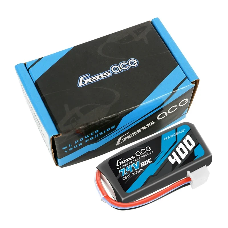 Gens Ace 400 mAh 7,4 V 60 C 2S1P Lipo-Akku mit JST-Stecker