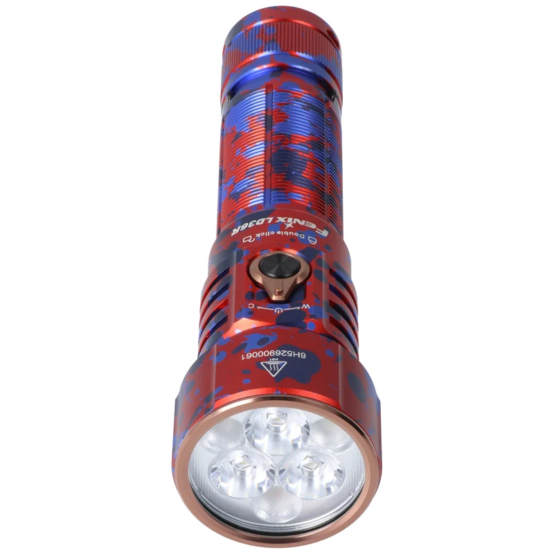 Fenix LD36R LED Taschenlampe mit weiß, rot, orange, pink,blau, lila und grünem Licht Flame Camo