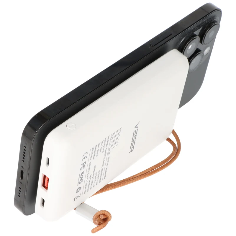 AccuCell Magnetische Powerbank MagOn mit 10.000mAh Kapazität, QC3.0, kompatibel mit MagSafe, zur Befestigung auf der Rückseite Ihres iPhones