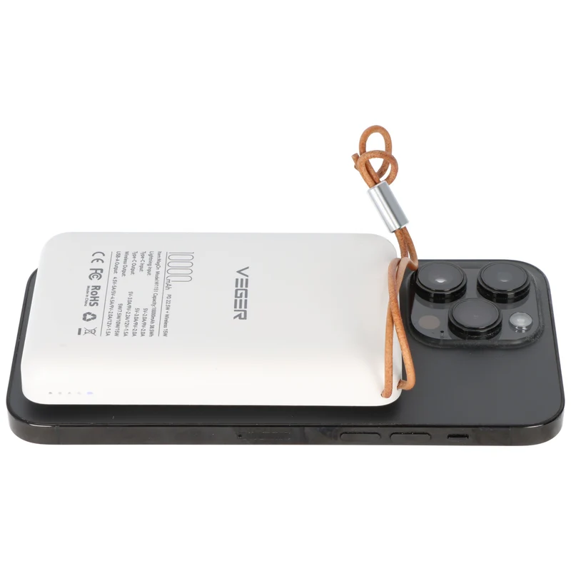 AccuCell Magnetische Powerbank MagOn mit 10.000mAh Kapazität, QC3.0, kompatibel mit MagSafe, zur Befestigung auf der Rückseite Ihres iPhones