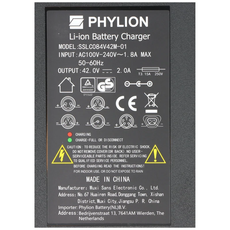 Phylion E-Bike Ladegerät Joycube Ladegerät 42,0V / 2,0A - 5-polig trapezförmig