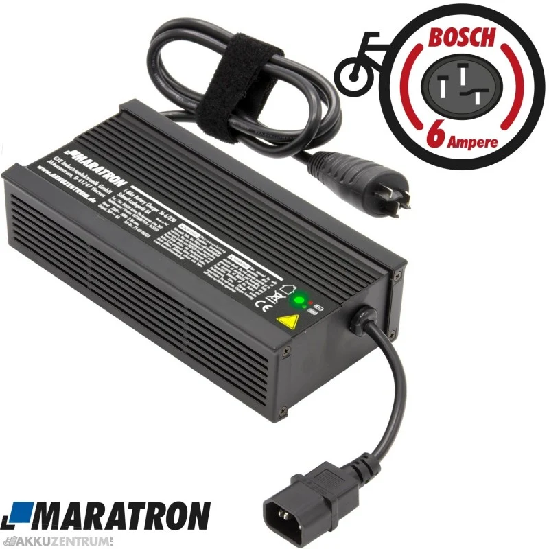 Maratron E-Bike Ladegerät Schnell-Ladegerät 36-6/230 mit Aktiv-Lüfter für Bosch Active/Performance Line (0275007918)