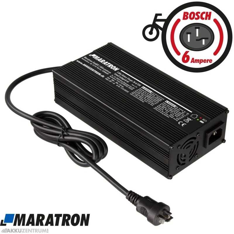 Maratron E-Bike Ladegerät Schnell-Ladegerät 36-6/230 mit Aktiv-Lüfter für Bosch Active/Performance Line (0275007918)