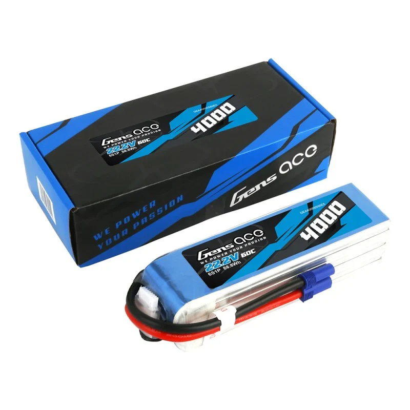 Gens Ace 4000mAh 22,2V 60C 6S1P Lipo Akkupack mit EC5 Stecker