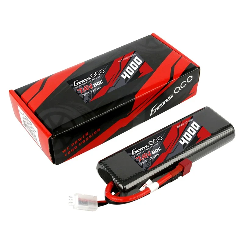 Gens Ace 4000mAh 2S1P 7.4V 60C HardCase 8# Auto Lipo Akku mit T-Stecker