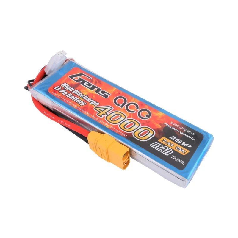 Gens Ace 4000mAh 7,4V 25C 2S1P Lipo Akkupack mit XT90 Stecker
