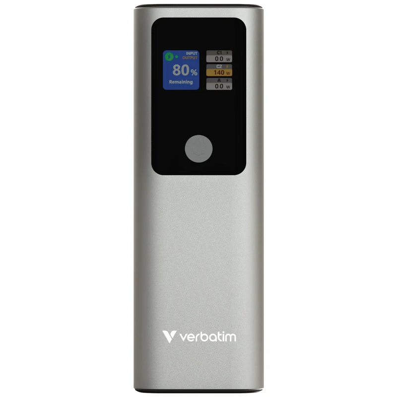 Verbatim Akku Powerbank, 27.000mAh, Charge'n'Go, metall-grau 183W, 1 x USB-A QC, 2 x USB-C PD3.0, Retail-Blister