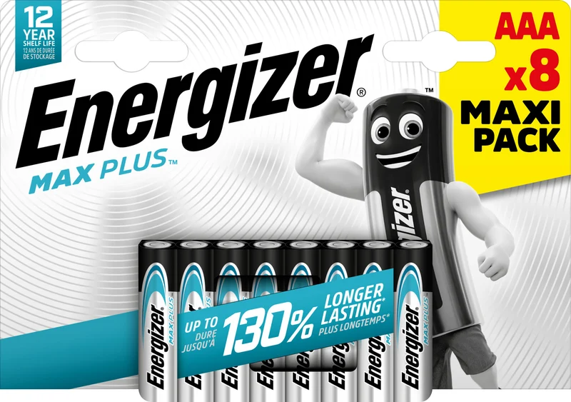 Energizer Batterie Alkaline, Micro, AAA, LR03, 1.5V Max Plus, Retail Blister (8-Pack)