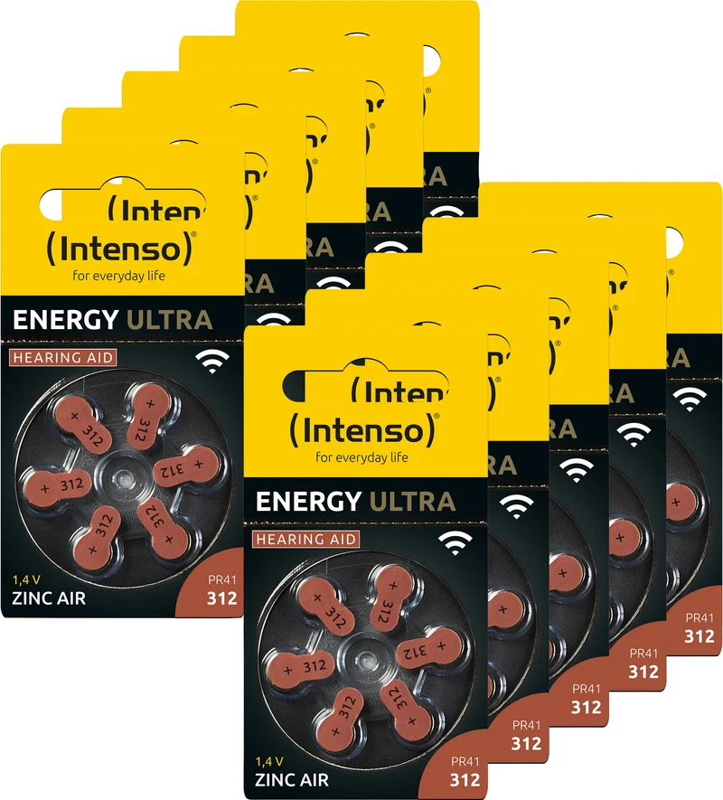 Intenso Hörgeräte-Batterie „Energy Ultra“ – A312 / PR41, 1,45 Volt (6er Pack)