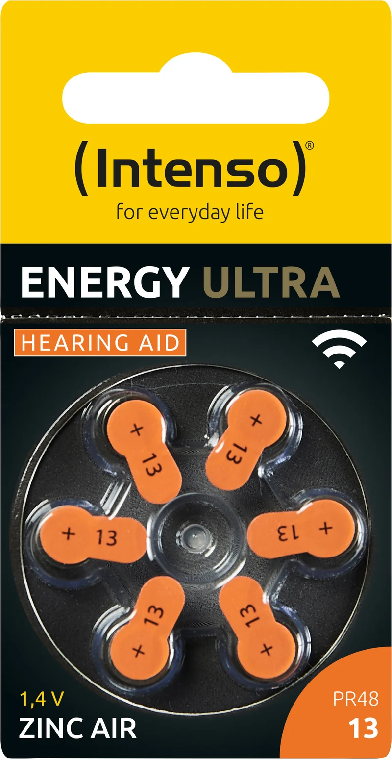 Intenso Hörgeräte-Batterie „Energy Ultra“ – A13 / PR48, 1,45 Volt (6er Pack)