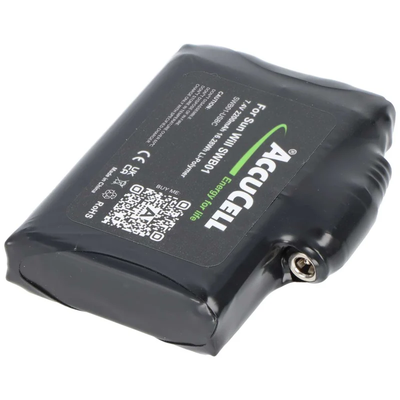 AccuCell SWB01 Akkus, wiederaufladbare Lithium-Polymer-Akkus 7,4 Volt 2200mAh inkl. USB-C Ladekabel, ideal für beheizte Handschuhe (2 St.)