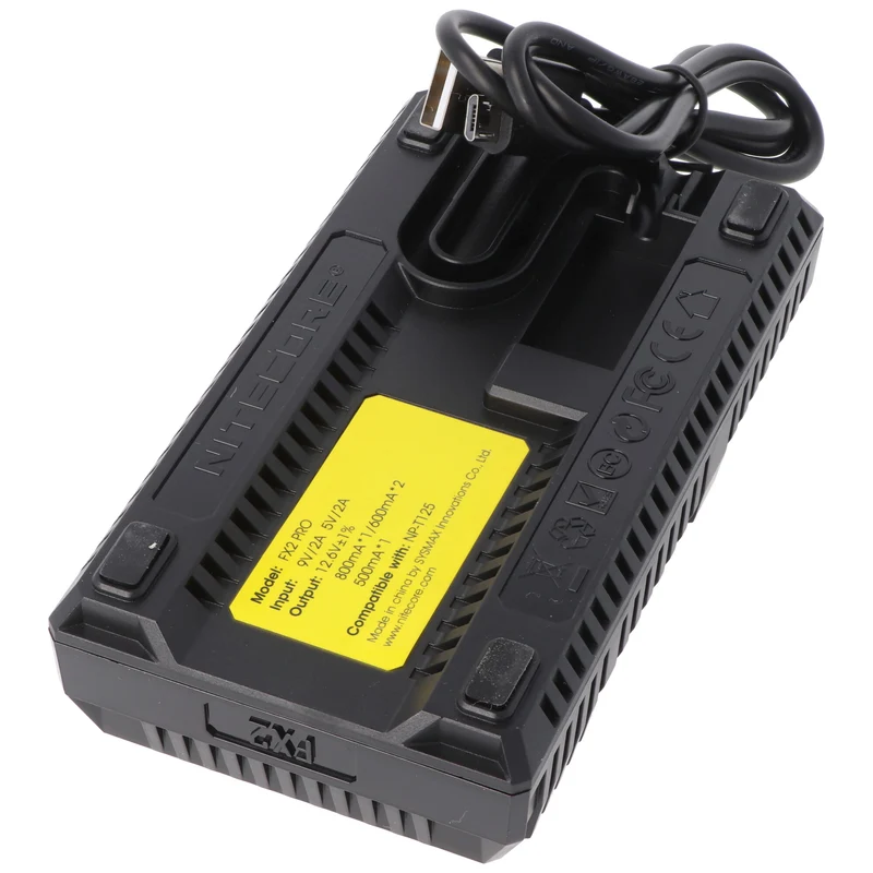 Nitecore FX2 PRO USB Ladegerät, Ladegerät für Fujifilm NP-T125 Akku, passend für Fuji GFX 50S, GFX 50R Kameras